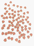 Coral pink enamel heart charms with beaded gold frames and gold bows - 20 piece pack