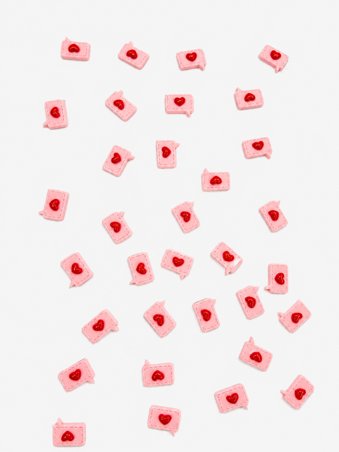 Pink speech bubble resin charms with red hearts - 20 piece pack