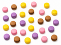 Pastel macaron resin charms in pink, yellow, lilac and chocolate - 20 piece pack