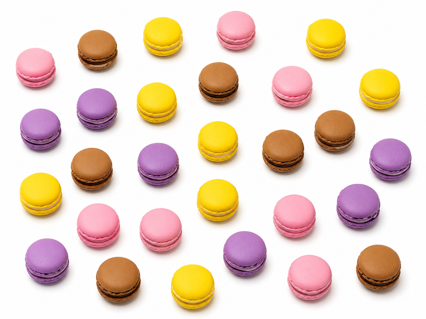 Pastel macaron resin charms in pink, yellow, lilac and chocolate - 20 piece pack