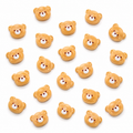 Glossy honey-brown teddy bear face resin charms - 20 piece pack
